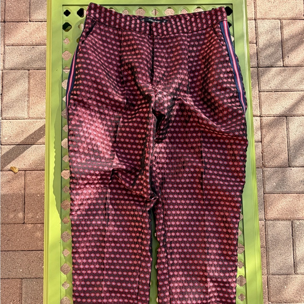 Zara Maroon and Pink Tuxedo Pants